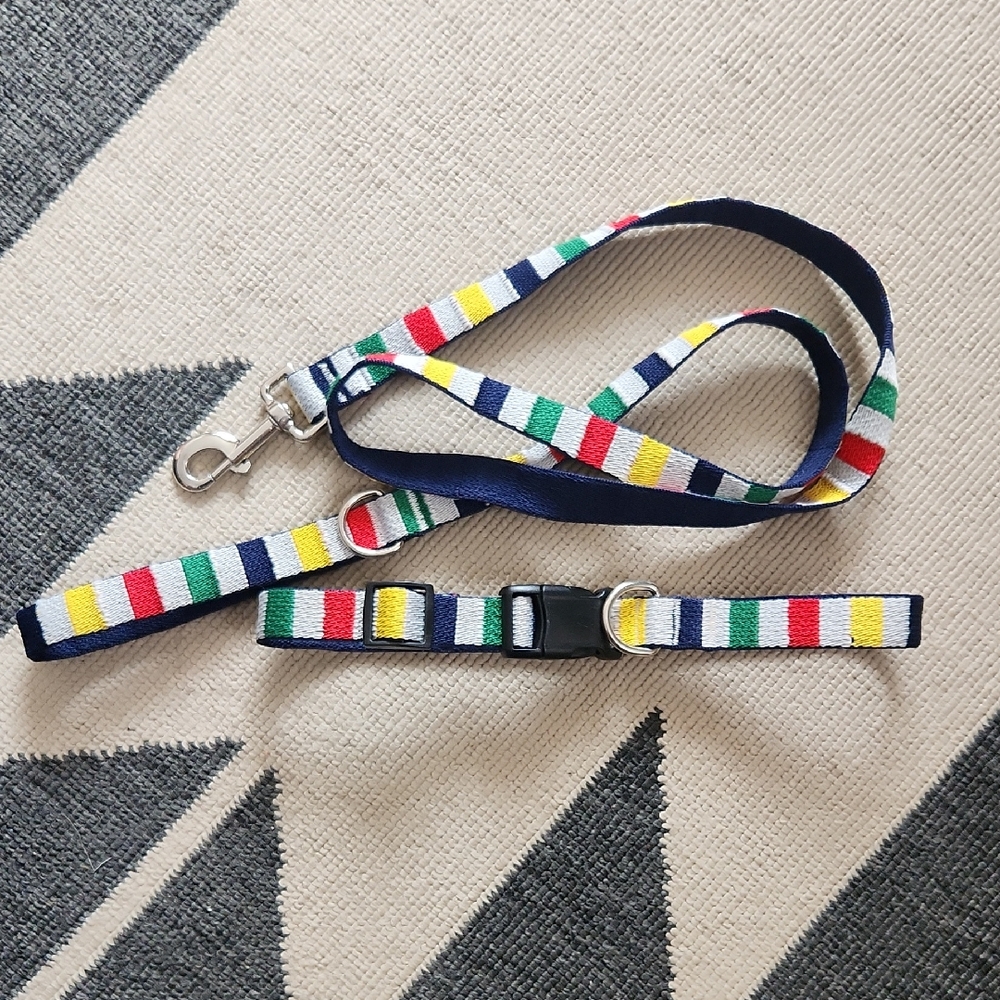 HBC (Hudson's Bay Company) Stripe Dog Collar And Leash - Picture 2 of 6